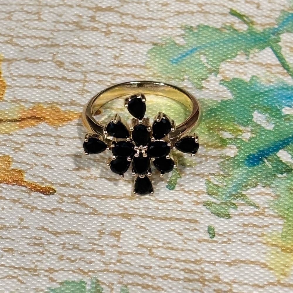 Black and Gold Floral Ring